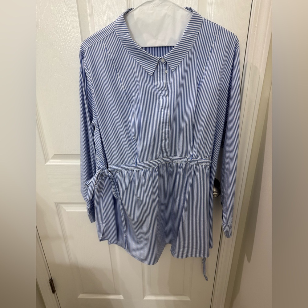 Seraphine Blue Striped Maternity and Nursing Women's Top